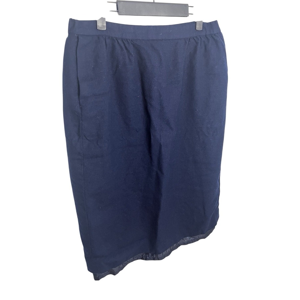 Pendleton 14w Vtg Navy Blue Woolmark Skirt US Made 100% Virgin‎ Wool Mid Length